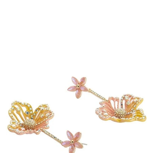 🌸🔹️Betsey Johnson 🔹️Garden Glam Openwork Flower Drop Earrings - Picture 9 of 10